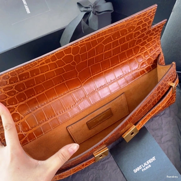 Rep ladies REP CROCODILE-EMBOSSED LEATHER MANHATTAN CLUTCH IN YSL 0731